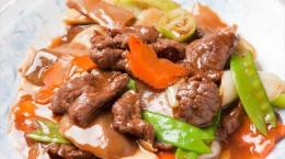 薄切り牛肉と黒豆炒め