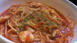 チキンとシメジのトマトソース・スパゲティー